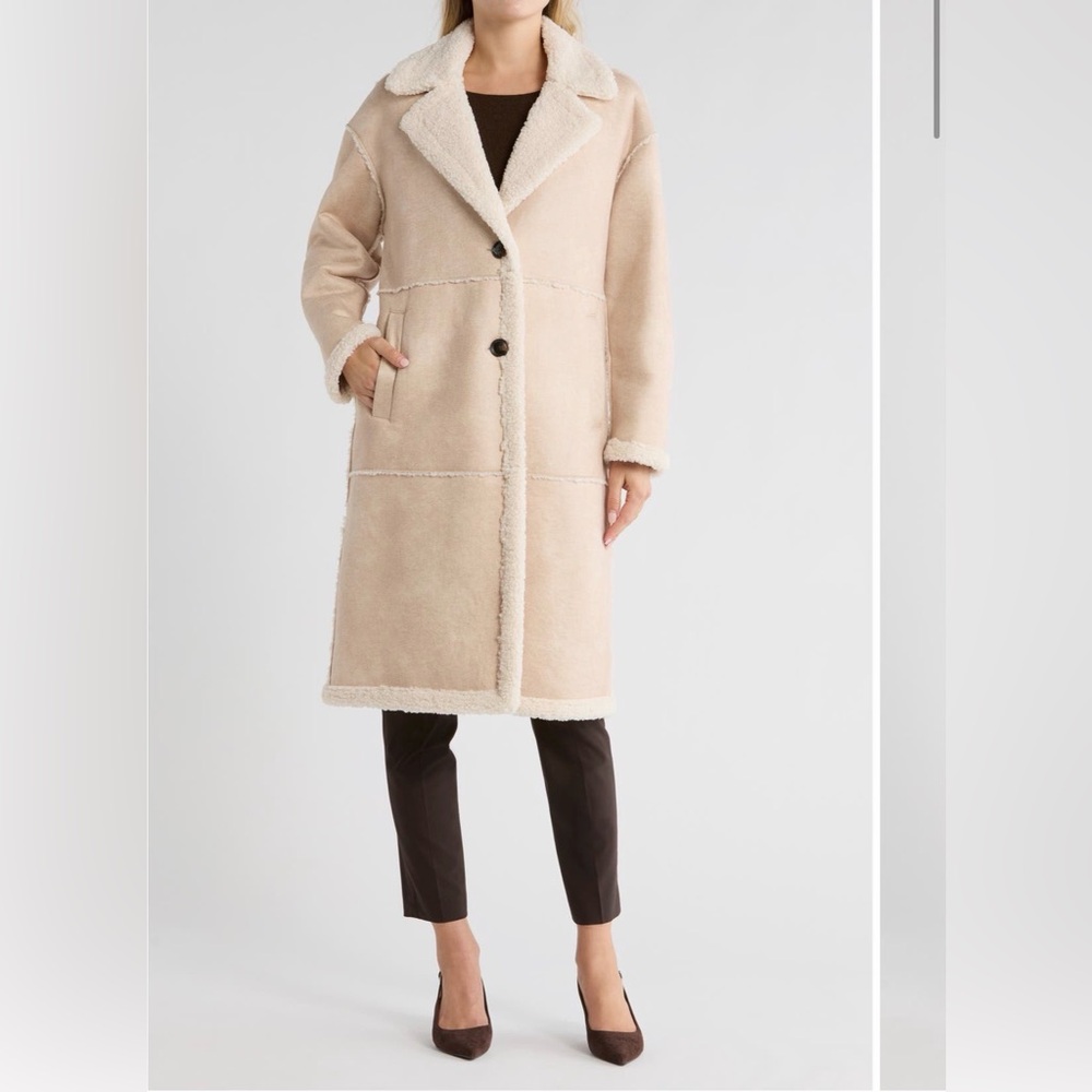 Brand New BCBG Women's Cream Shearling Coat
